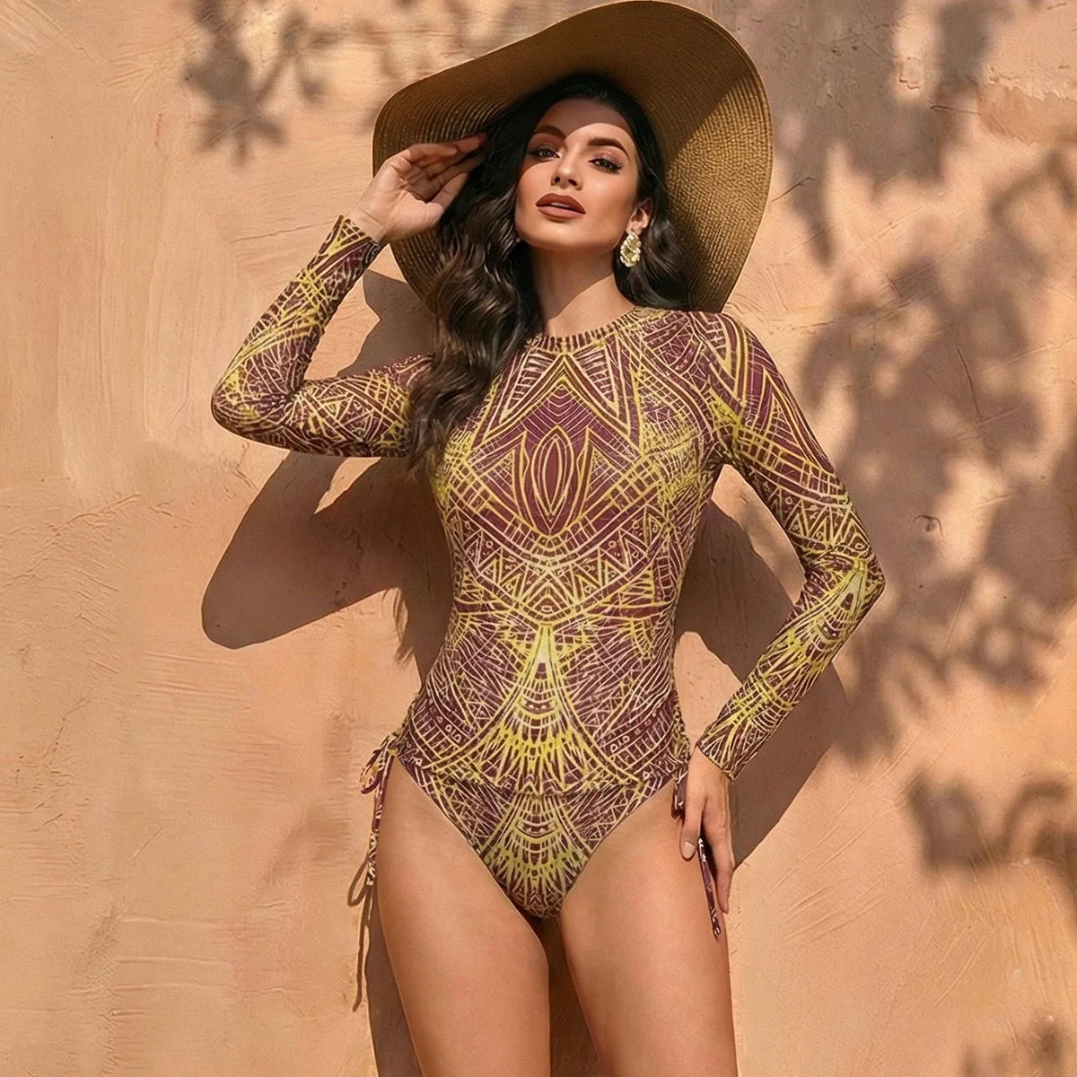 Long-Sleeve Mesh Swimwear Set