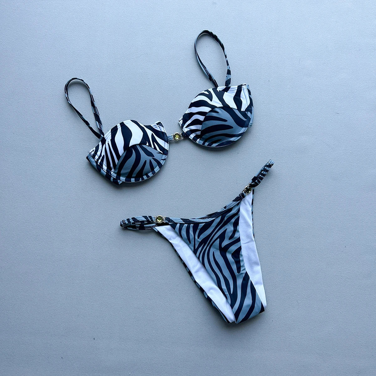 Striped Stone Push-Up Bikini Set