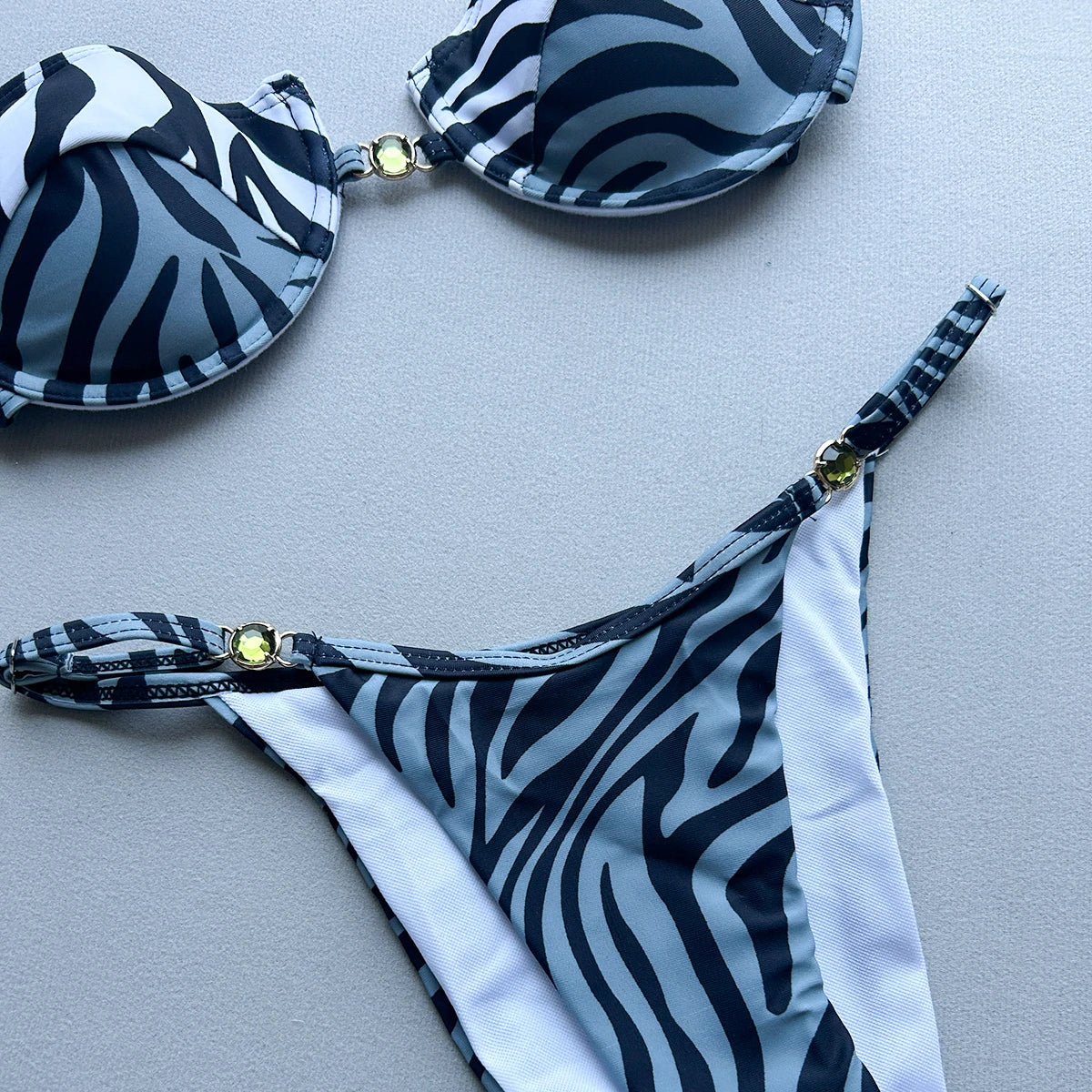 Striped Stone Push-Up Bikini Set