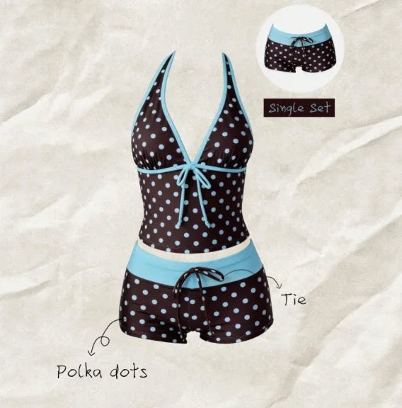 Polka Dot Halter Tankini Set