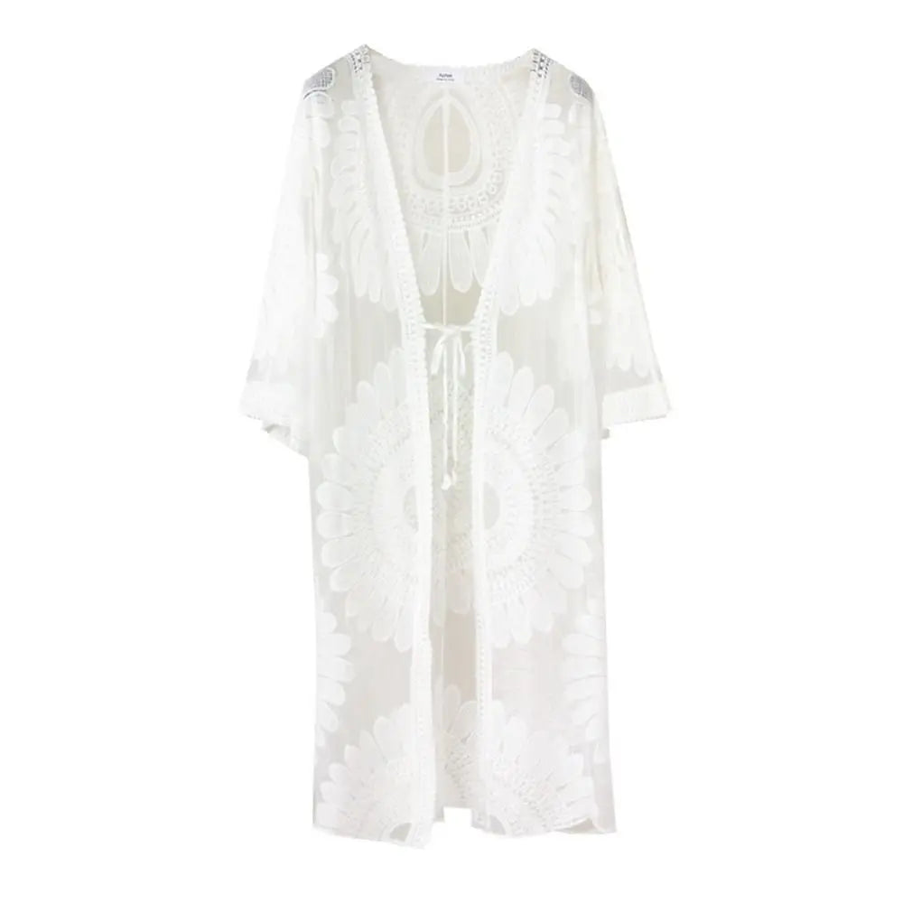 Embroidered V-Neck Bikini Cover-Up