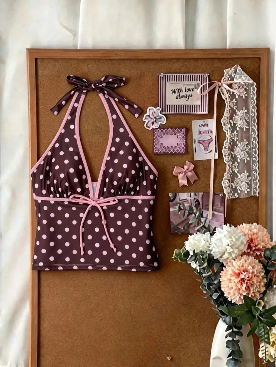 Polka Dot Halter Tankini Set