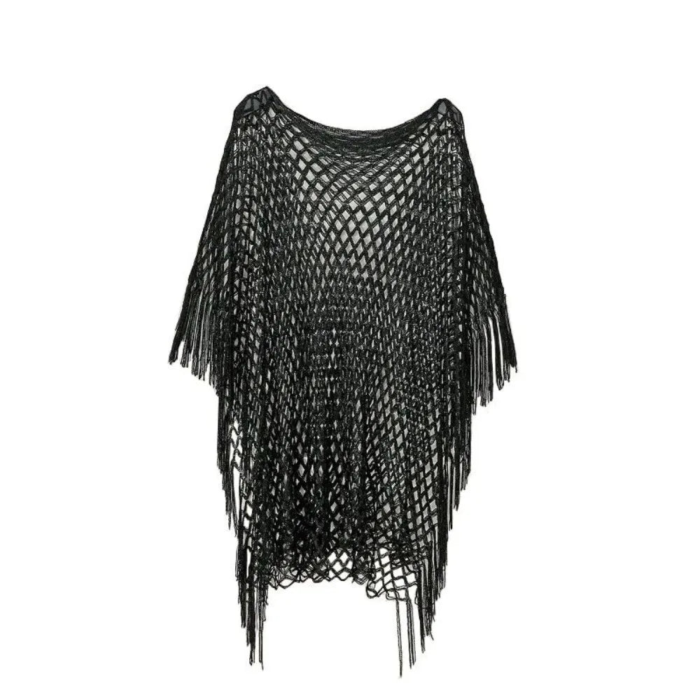 Tassel Crochet Fishnet Bikini Cover-Up