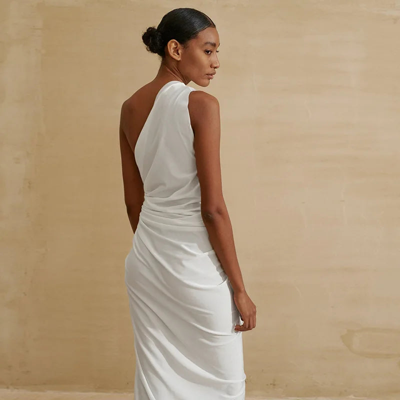 White High-Slit Beach Cover-Up