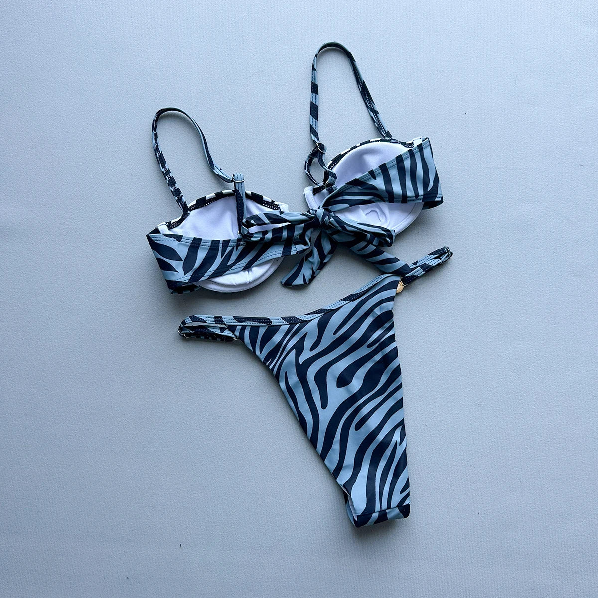 Striped Stone Push-Up Bikini Set