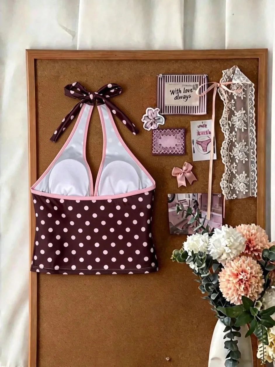 Polka Dot Halter Tankini Set
