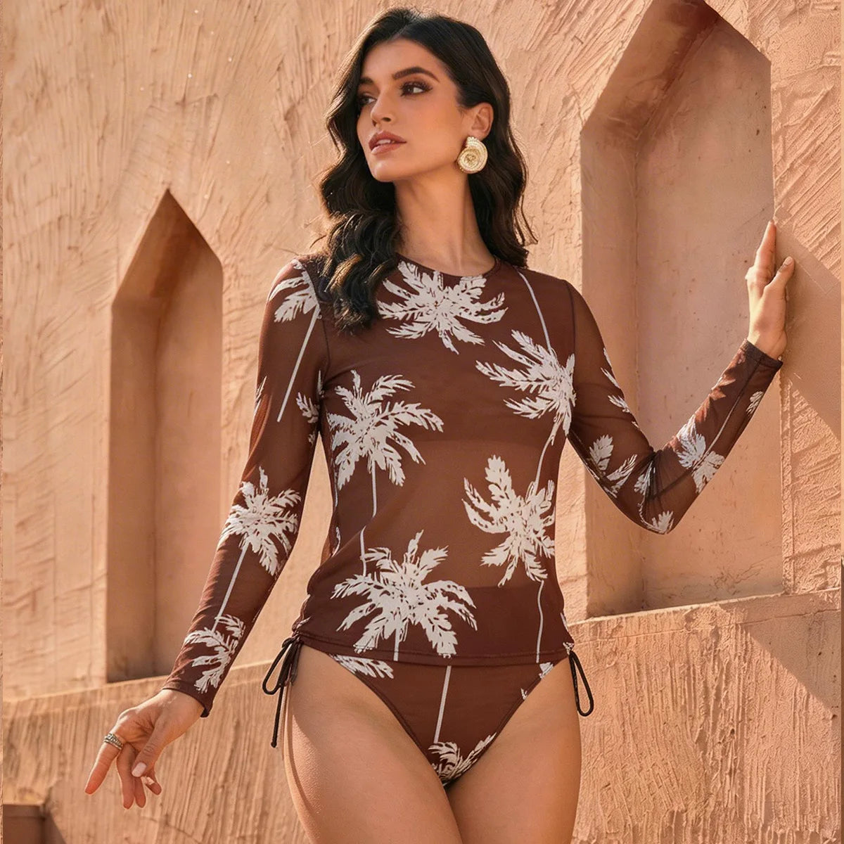 Long-Sleeve Mesh Swimwear Set