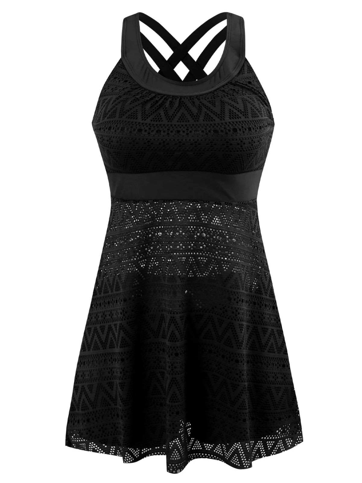 Lace Mesh Crossback Tankini Set
