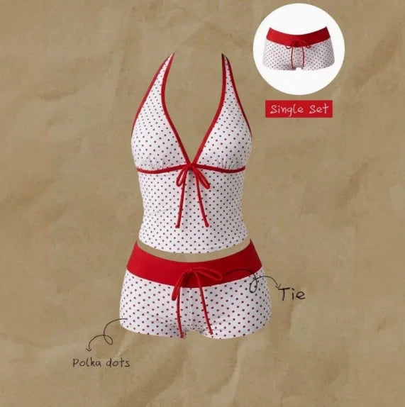 Polka Dot Halter Tankini Set