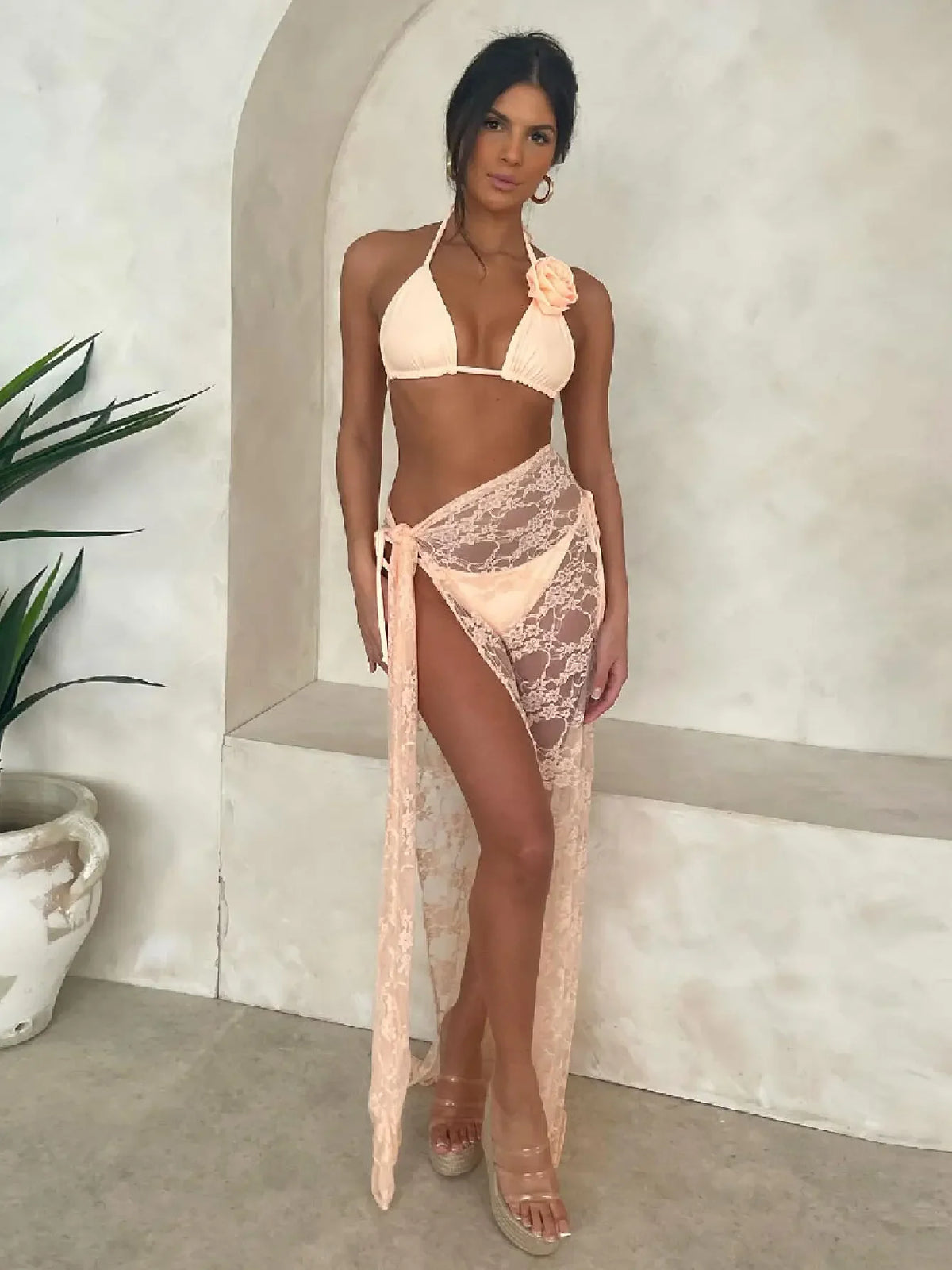 Padded Tassel Bikini Skirt Set
