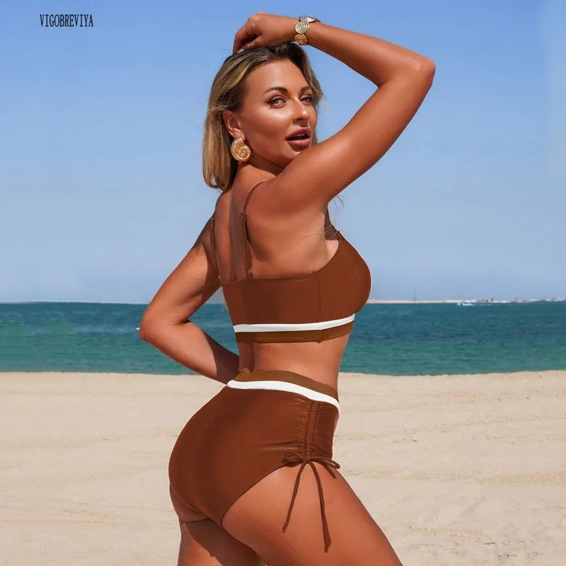 Coffee High-Waist Bikini Set